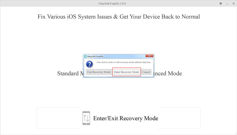 enter recovery mode fonefix