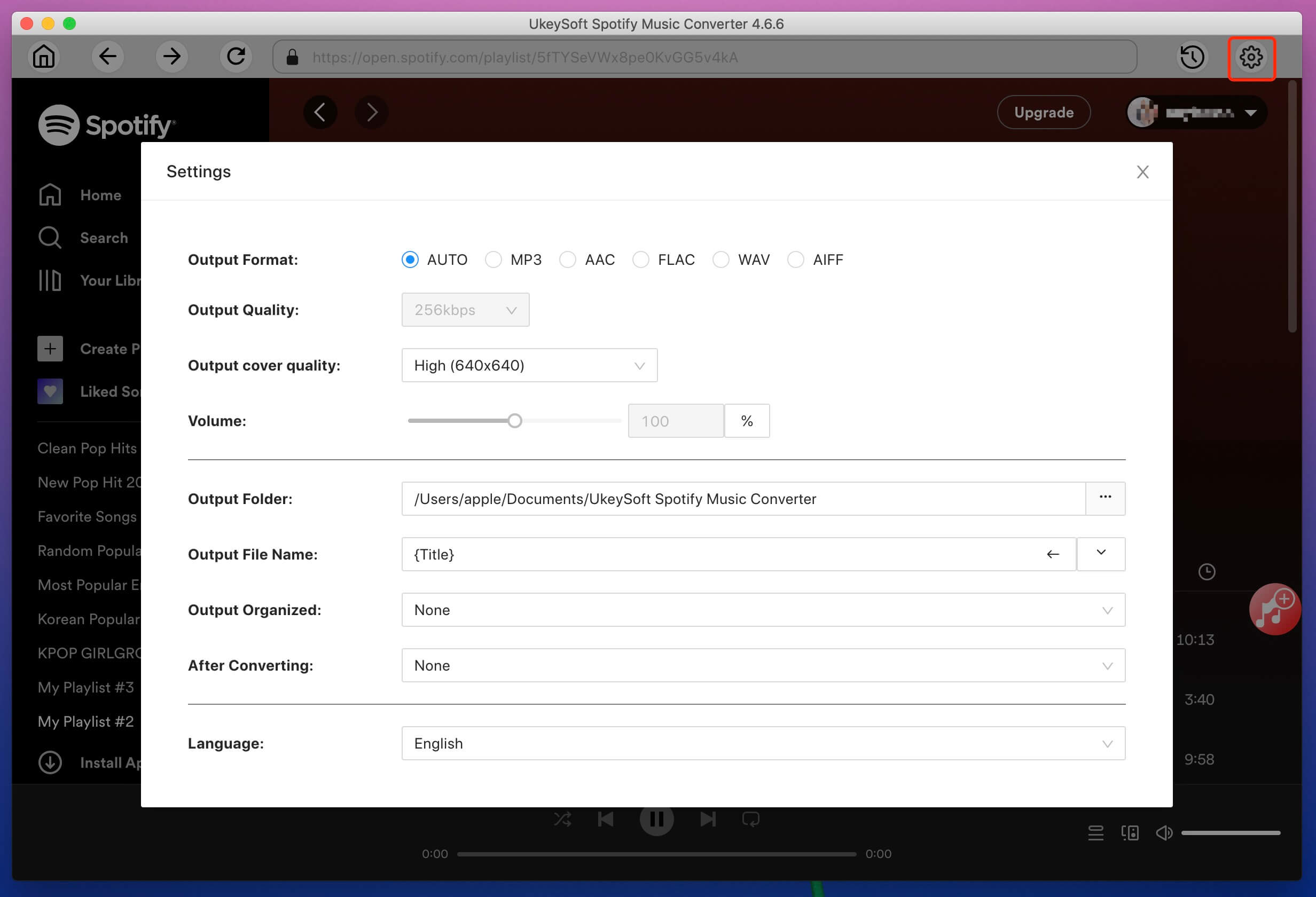 spotify output format