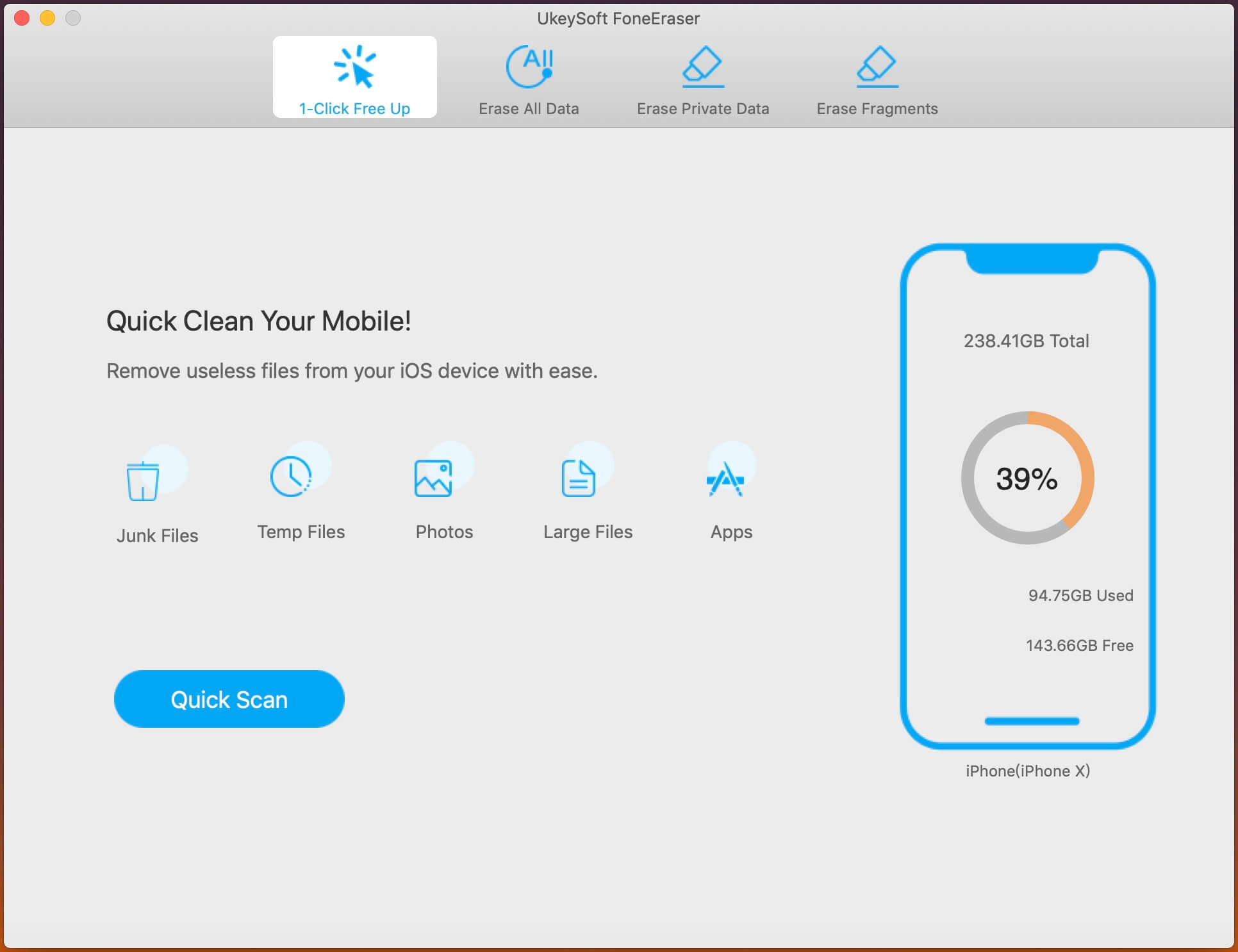 ukeysoft foneeraser interface