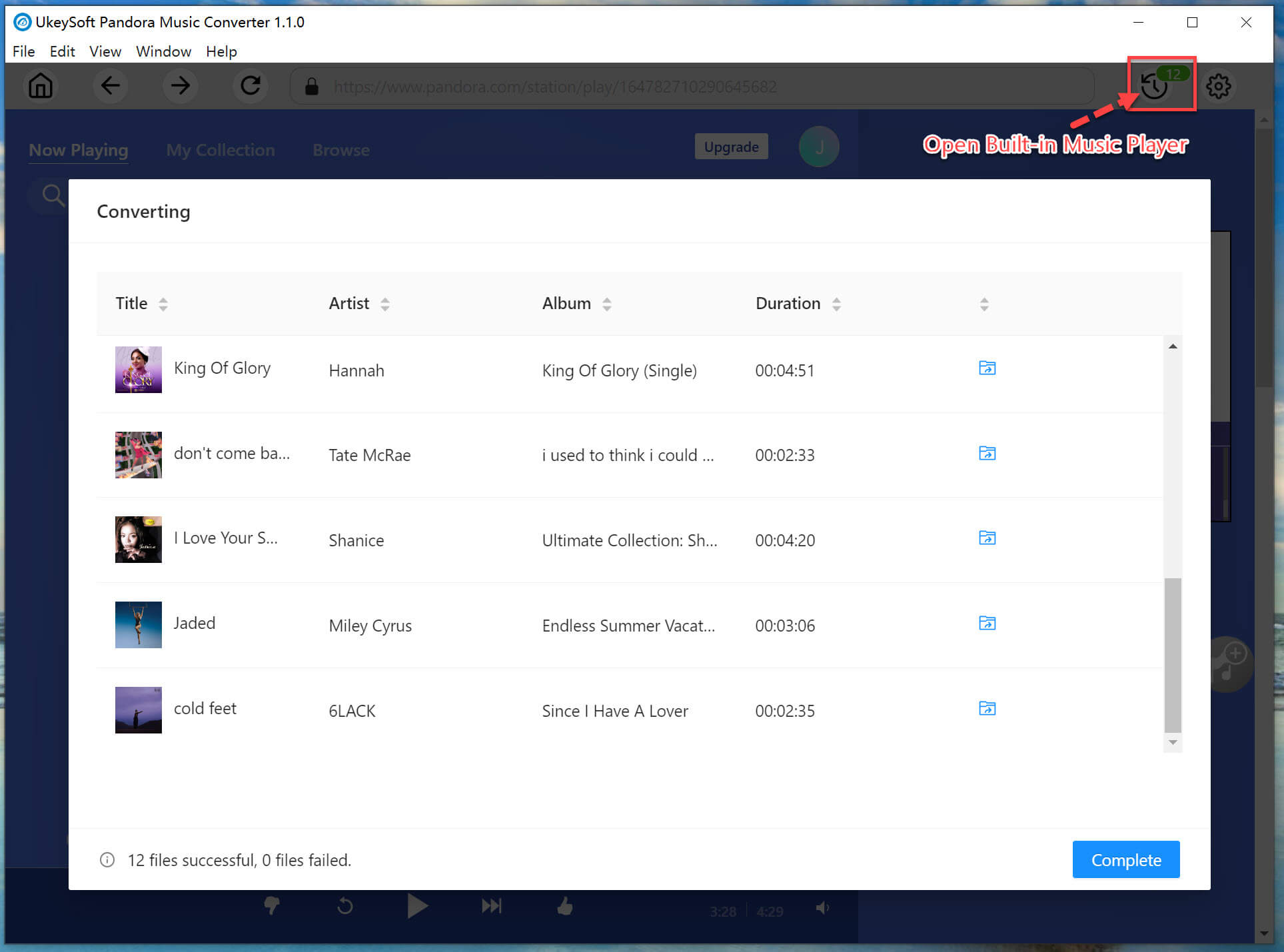 open pandora music manager