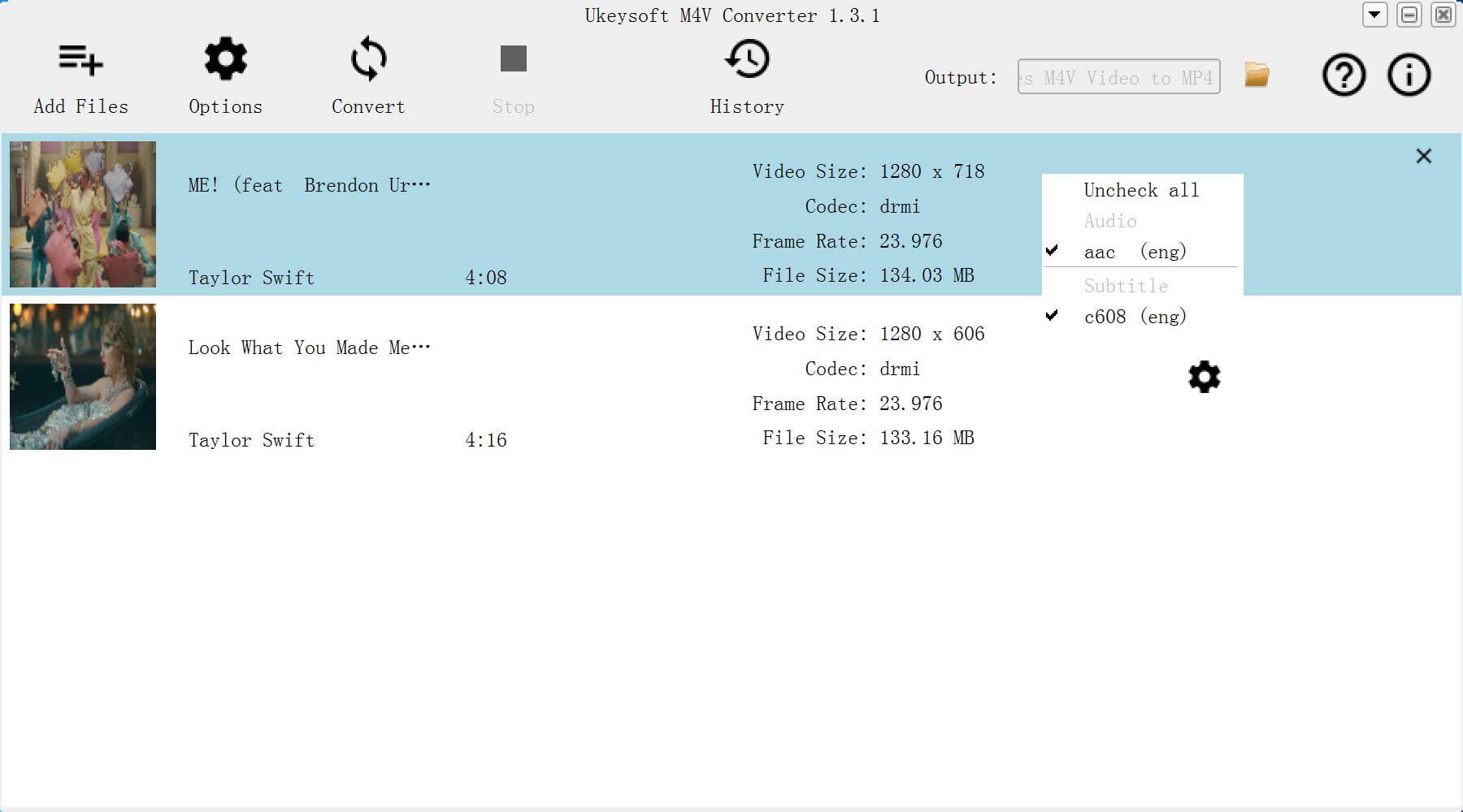 Select M4V Subtitles and Audio Tracks