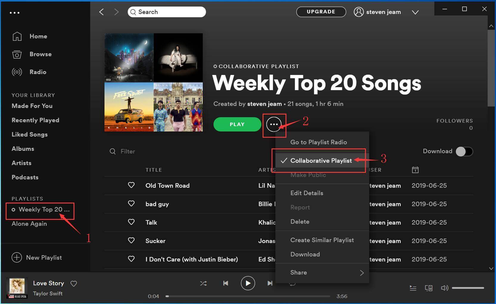 Make Spotify Collaborative Playlist on PC