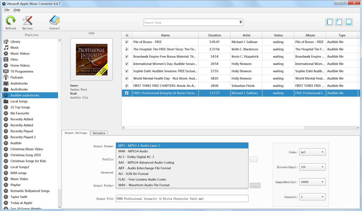 choose MP3 as output format