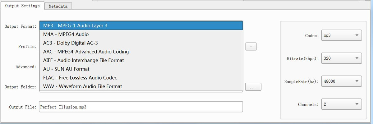 choose MP3 as the Output Format