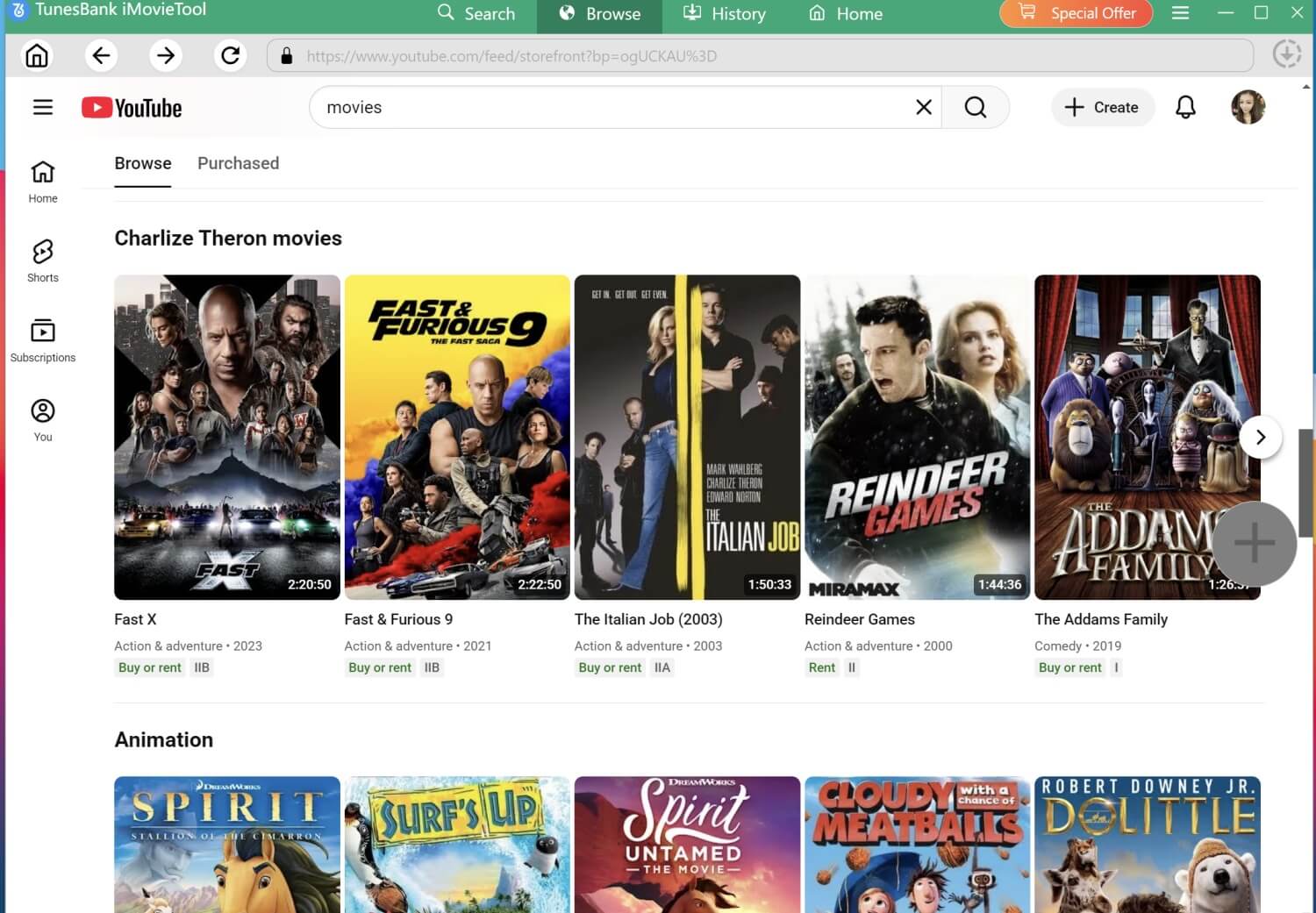 browse youtube movies
