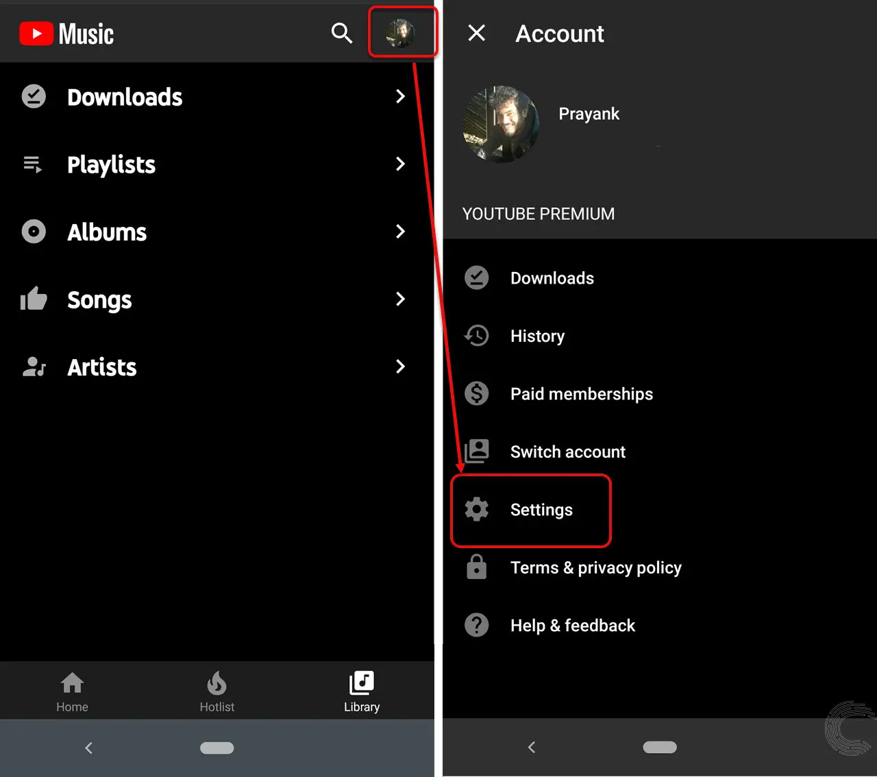 YouTube Music settings